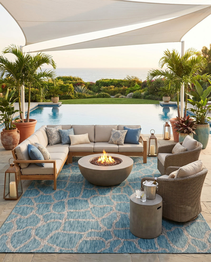 Savannah Escape Collection Area Rug -  Rainforest Rectangle Light Aqua  lifestyle 36