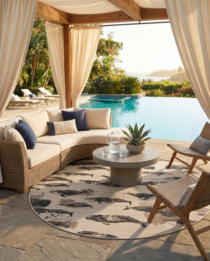 Seaside Haven Rugs Collection Area Rug -  Seabreeze Round Beige  lifestyle 55