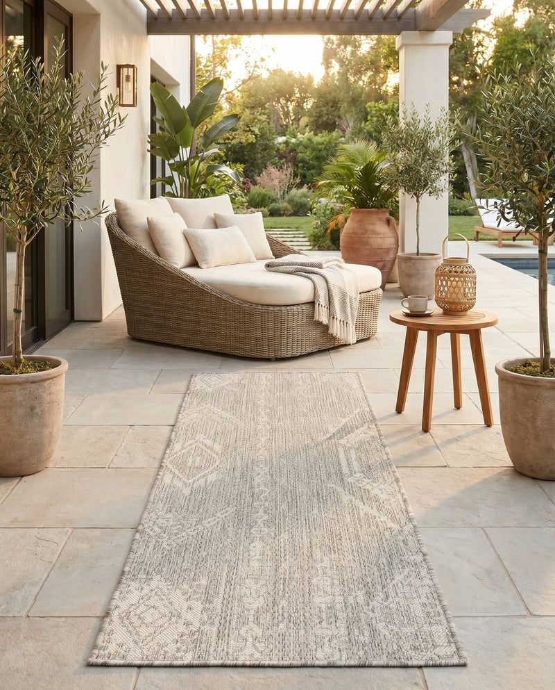Desert Nomad Terrace Collection Area Rug - Sahara (Gray) Runner Gray  lifestyle 25