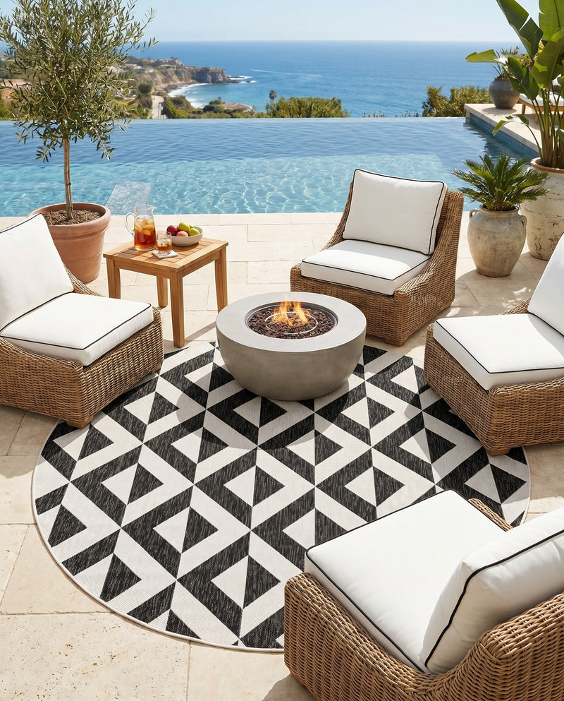 Urban Oasis Rugs Collection Area Rug -  Highrise (Charcoal Gray) Round Charcoal Gray  lifestyle 54