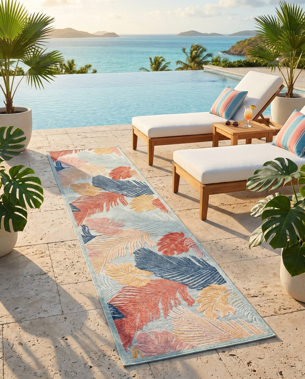 Seaside Blooms Collection Area Rug -  Tranquil Runner Multi  lifestyle 135