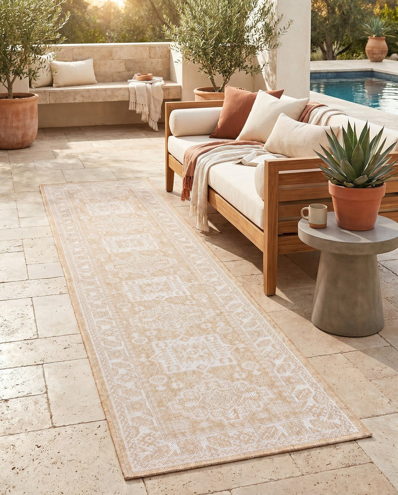Tribal Terrace Treasures Collection Area Rug -  Incan Isle (Natural) Runner Natural  lifestyle 48