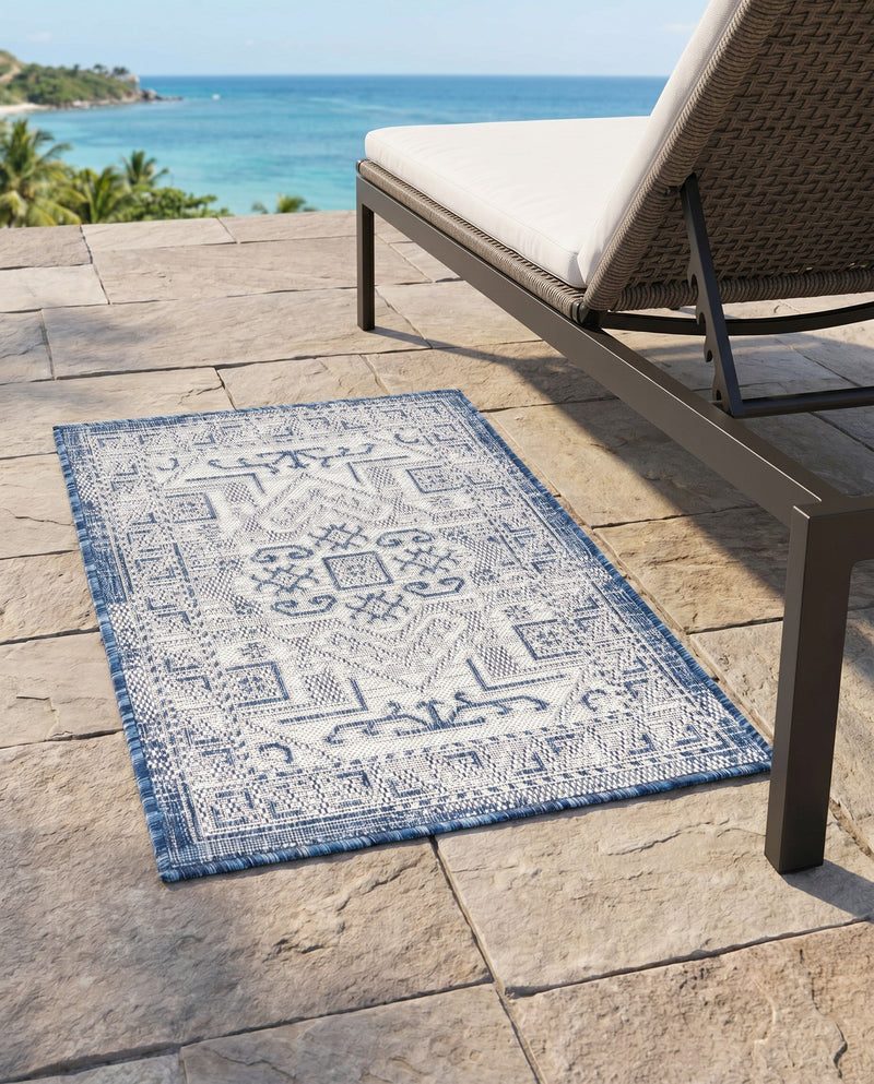 Tribal Terrace Treasures Collection Area Rug - Mayan Marina (Blue) Rectangle Blue  lifestyle 21