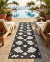 Urban Terrace Collection Area Rug -  Williamsburg Runner Black and White  lifestyle 60