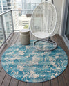 Urban Terrace Collection Area Rug -  Gazebo Round Aqua Blue  lifestyle 77