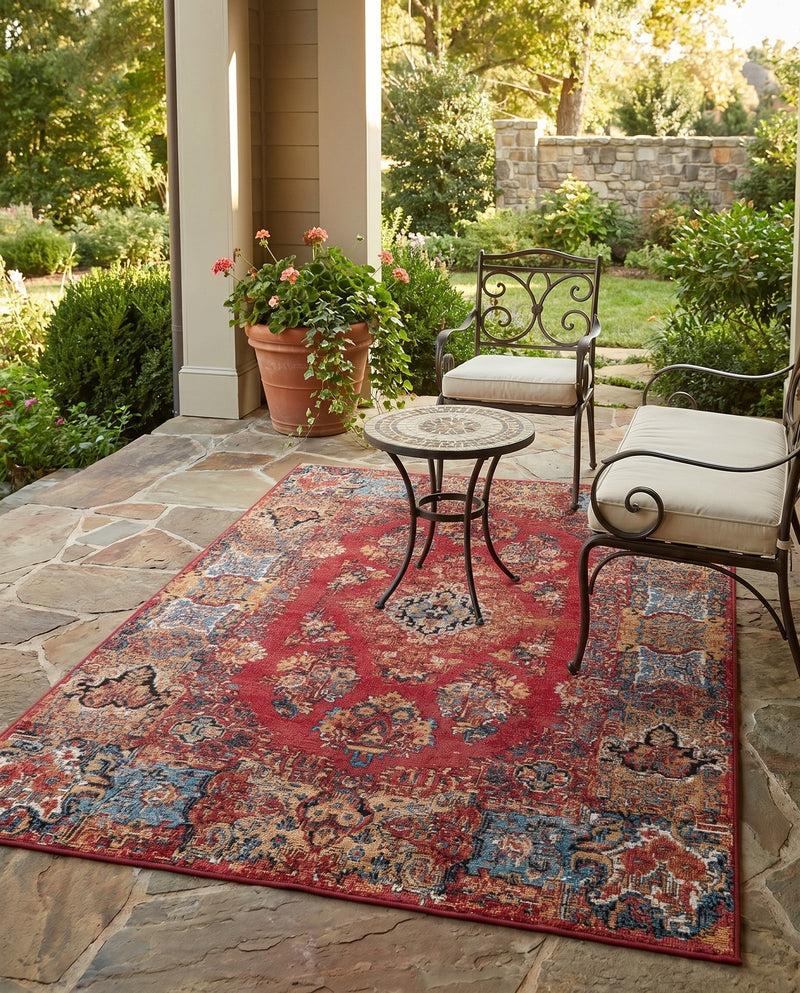 Patio Heritage Collection Area Rug -  Terrace Rectangle Antique Red  lifestyle 13