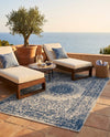 Patio Heritage Collection Area Rug -  Lafayette (Blue) Rectangle Blue  lifestyle 18