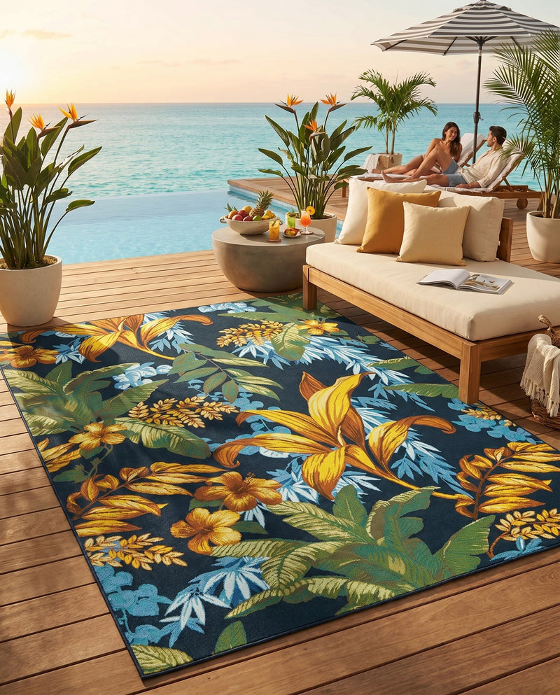 Seaside Blooms Collection Area Rug -  Grove Rectangle Multi  lifestyle 29