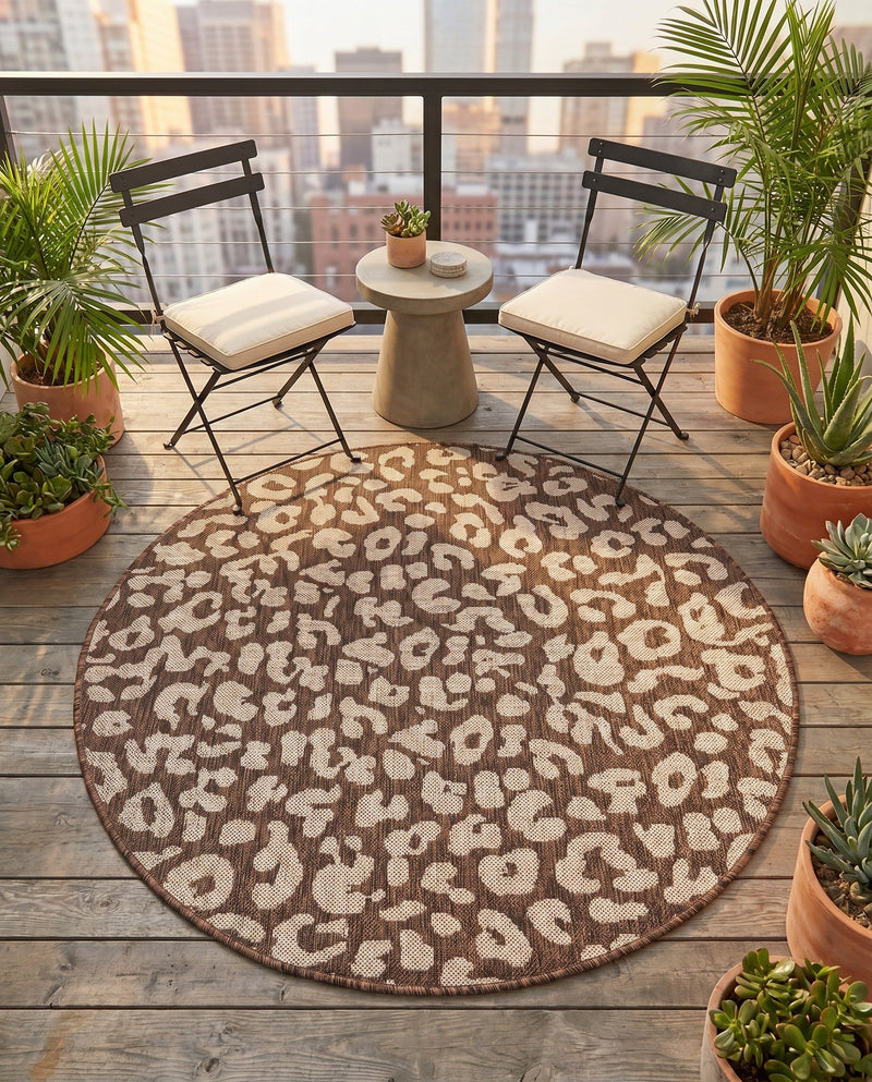 Savannah Escape Collection Area Rug -  Amazon (Brown) Round Brown  lifestyle 52