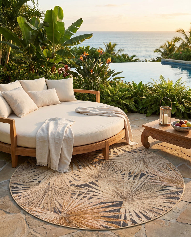 Seaside Blooms Collection Area Rug -  Avalon Round Multi  lifestyle 70