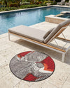 Urban Terrace Collection Area Rug -  Porch Round Red and Black  lifestyle 23