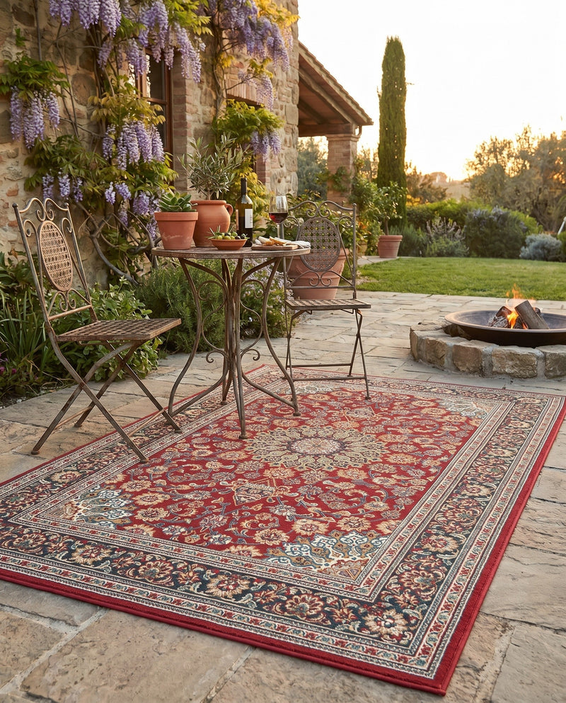 Patio Heritage Collection Area Rug -  Bower Rectangle Red  lifestyle 17