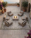 Tribal Terrace Treasures Collection Area Rug - Mayan Marina (Green) Square Green  lifestyle 74