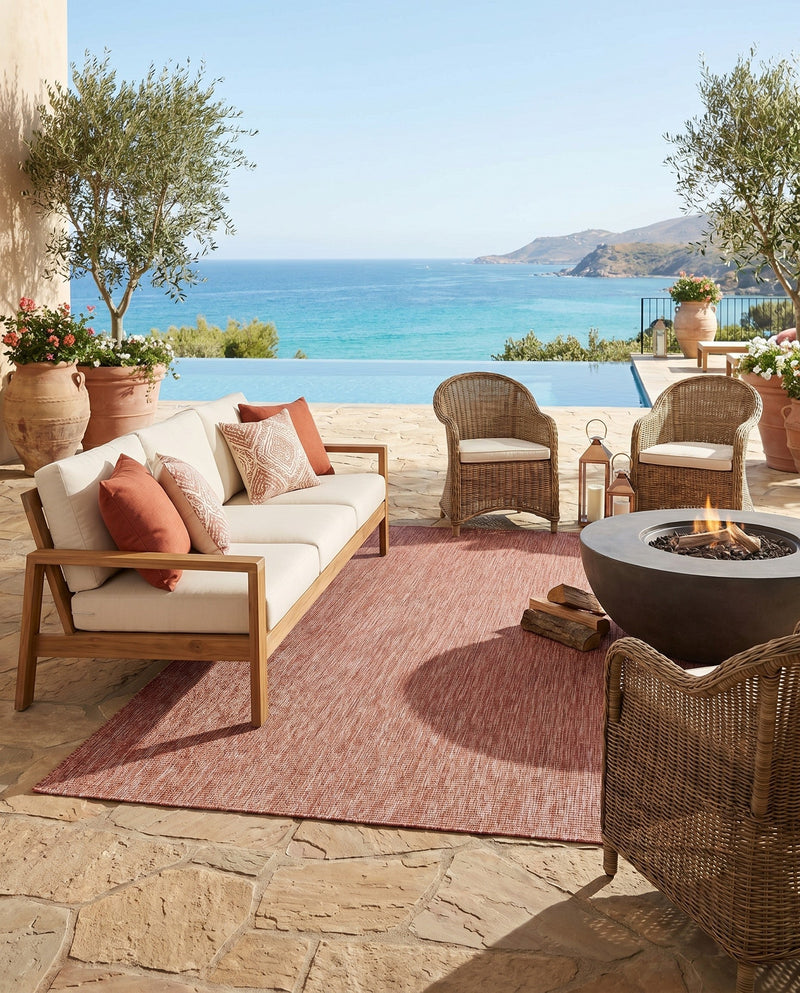 Seaside Serenity Collection Area Rug - Veranda (Rust Red) Rectangle Rust Red  lifestyle 6
