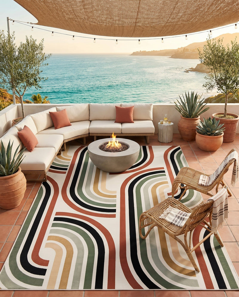 Urban Terrace Collection Area Rug -  Piazza Rectangle Multi  lifestyle 5
