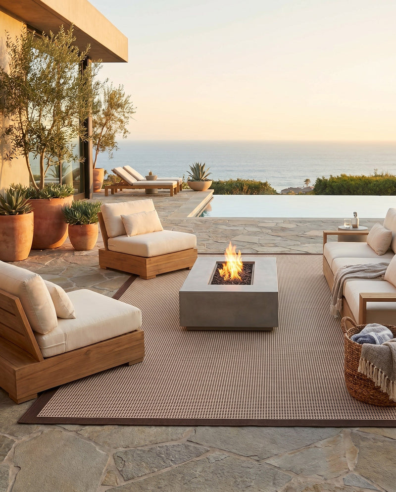 Terrace Fringe Collection Area Rug - Oceanside Rectangle Brown  lifestyle 53