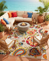 Outdoor Marrakesh Collection Area Rug - Fes Rectangle Multi Beige  lifestyle 13