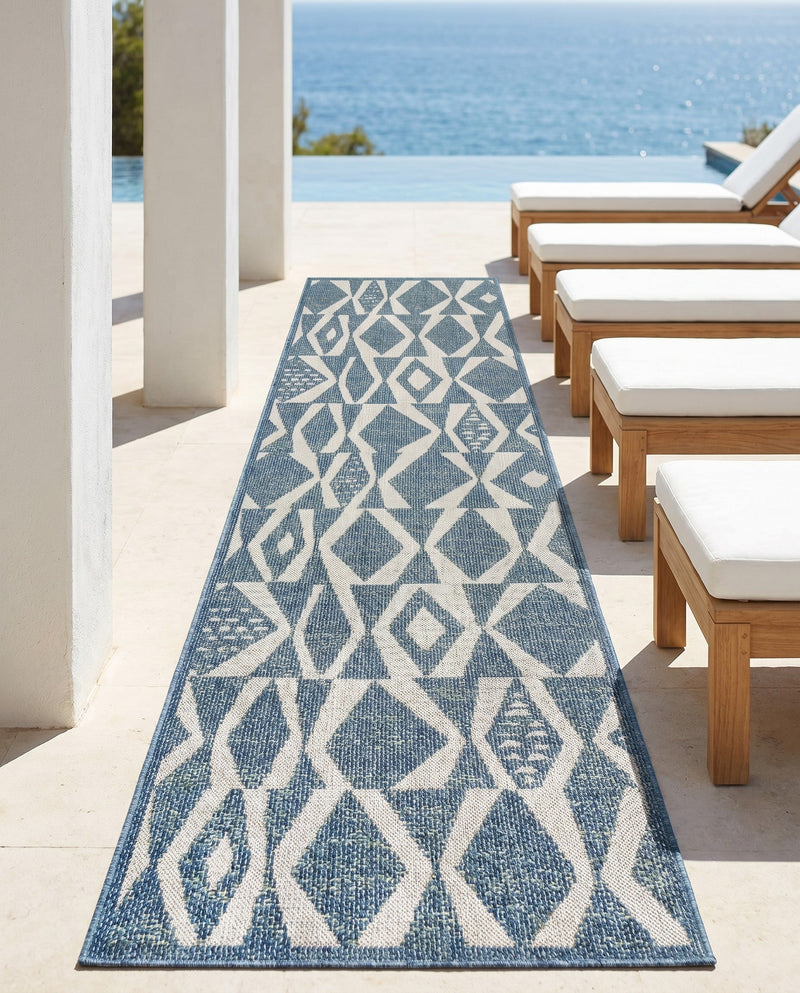 Coastal Terrace Collection Area Rug -  Tidepool Runner Blue  lifestyle 44
