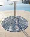 Desert Nomad Terrace Collection Area Rug - Sahara (Blue) Round Blue  lifestyle 64