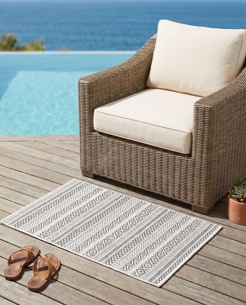 Seaside Stripes Collection Area Rug -  Boardwalk (Beige) Rectangle Beige  lifestyle 35