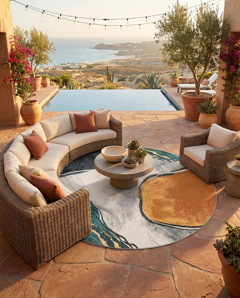 Urban Terrace Collection Area Rug -  Pavilion Round Multi  lifestyle 38