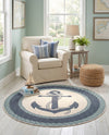 Seaside Haven Rugs Collection Area Rug -  Coralreef Round Navy Blue  lifestyle 71