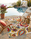 Outdoor Marrakesh Collection Area Rug - Fes Rectangle Multi Beige  lifestyle 32