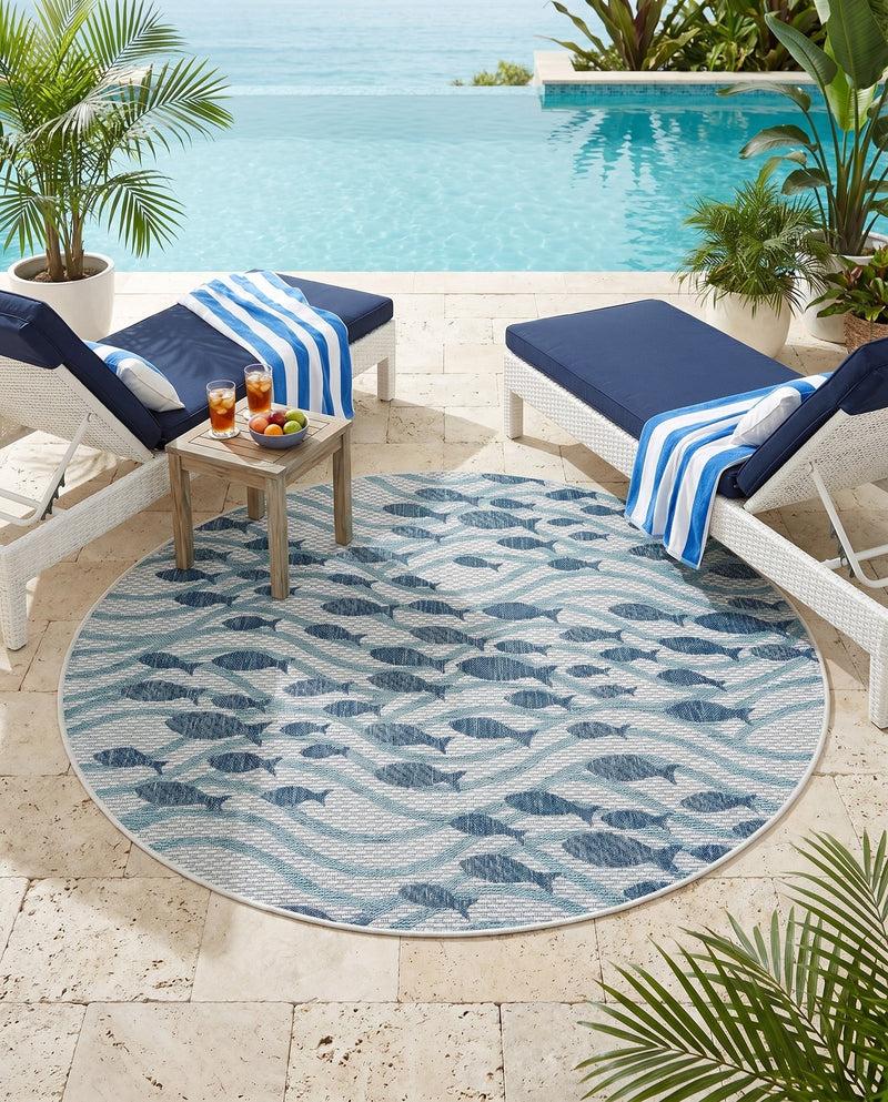 Seaside Haven Rugs Collection Area Rug -  Harbor Round Blue  lifestyle 57