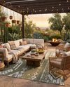 Desert Nomad Terrace Collection Area Rug - Sahara (Green) Rectangle Green  lifestyle 11