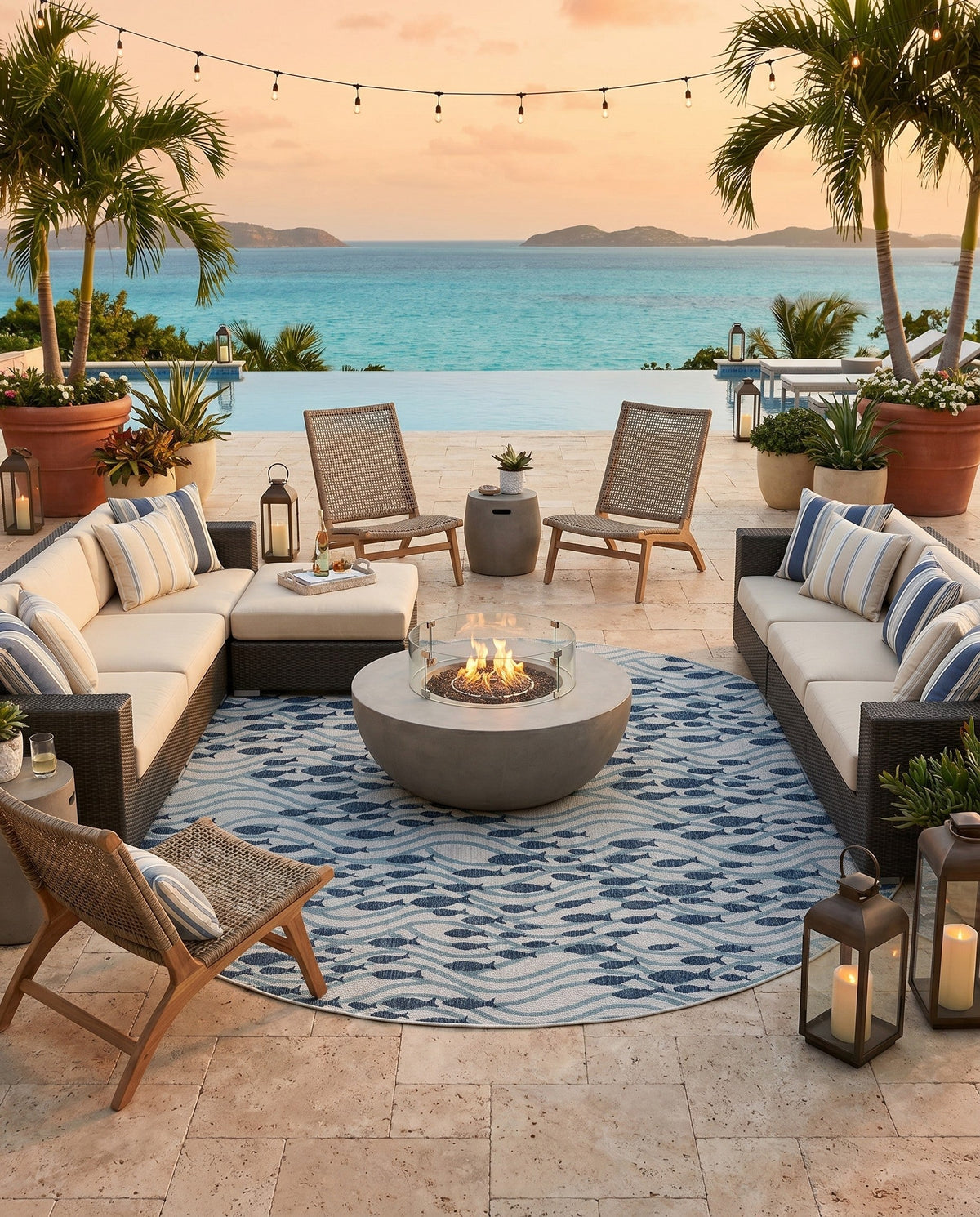 Seaside Haven Rugs Collection Area Rug -  Harbor Round Blue  lifestyle 101