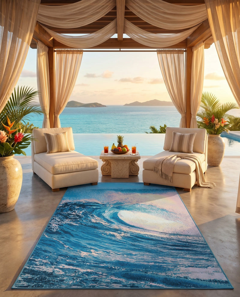 Urban Terrace Collection Area Rug - Veranda Rectangle Blue  lifestyle 16