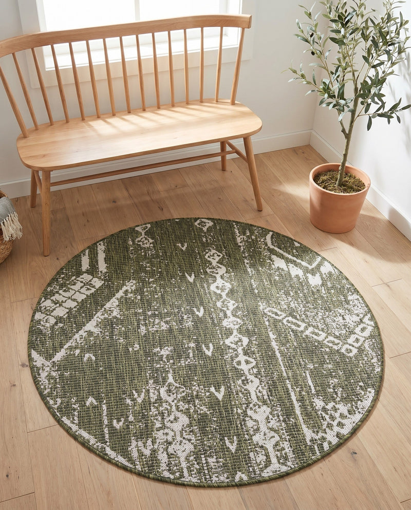 Desert Nomad Terrace Collection Area Rug - Sahara (Green) Round Green  lifestyle 40