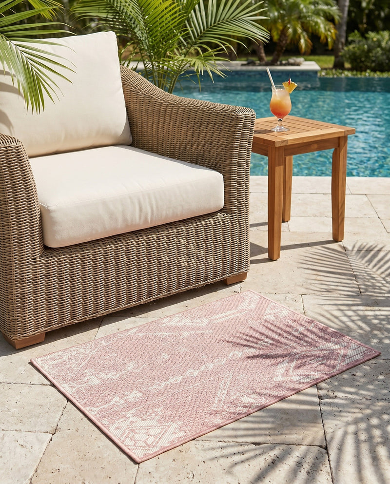 Desert Nomad Terrace Collection Area Rug - Sahara (Pink) Rectangle Pink  lifestyle 10