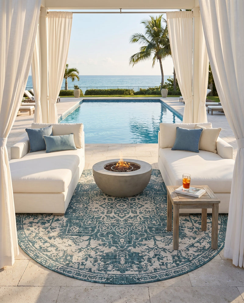 Urban Oasis Rugs Collection Area Rug -  Penthouse (Teal) Round Teal  lifestyle 85