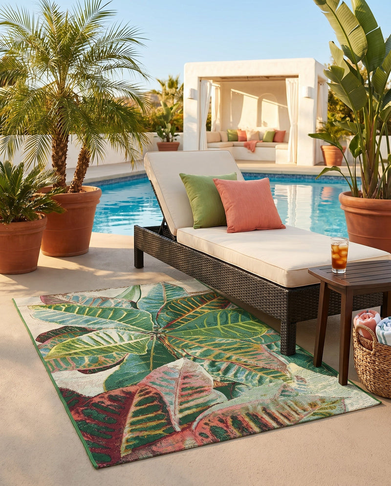 Seaside Blooms Collection Area Rug -  Fern Rectangle Multi  lifestyle 53