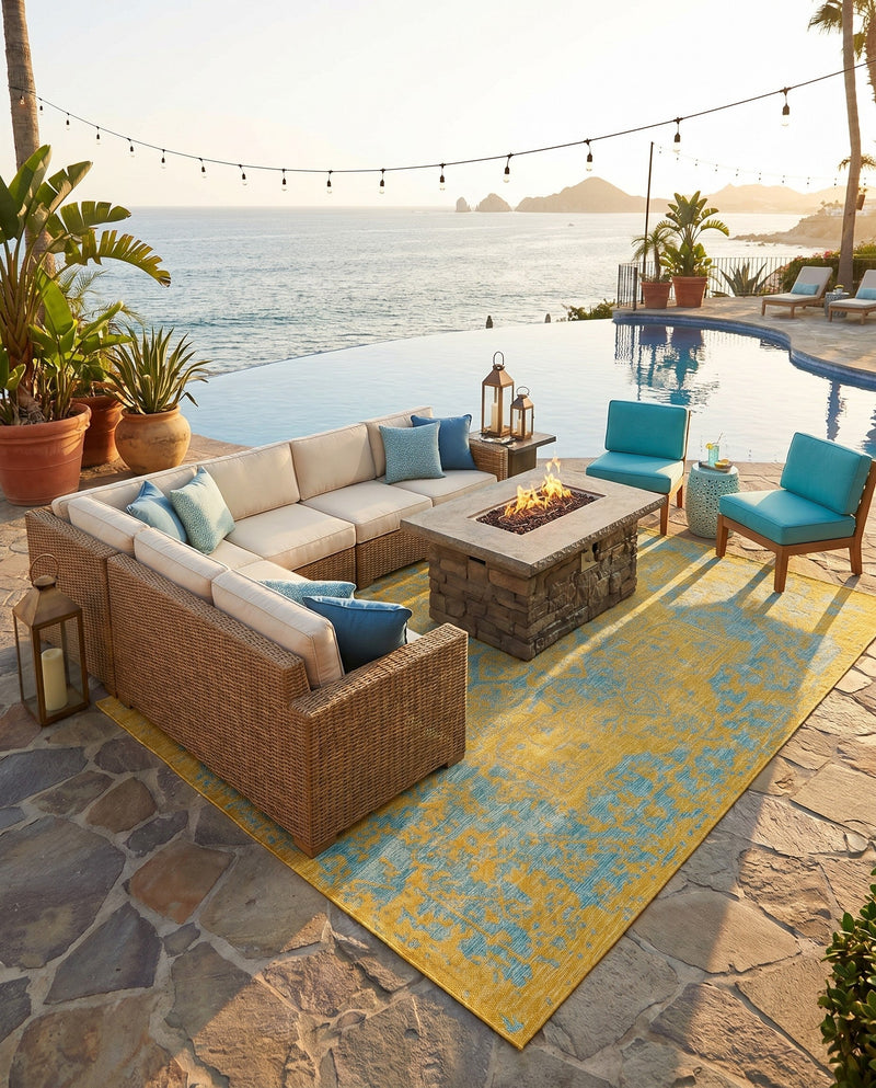 Urban Oasis Rugs Collection Area Rug -  Penthouse (Yellow and Aqua) Rectangle Yellow and Aqua  lifestyle 7