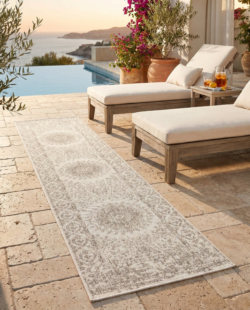 Patio Heritage Collection Area Rug -  Lafayette (Gray) Runner Gray  lifestyle 50
