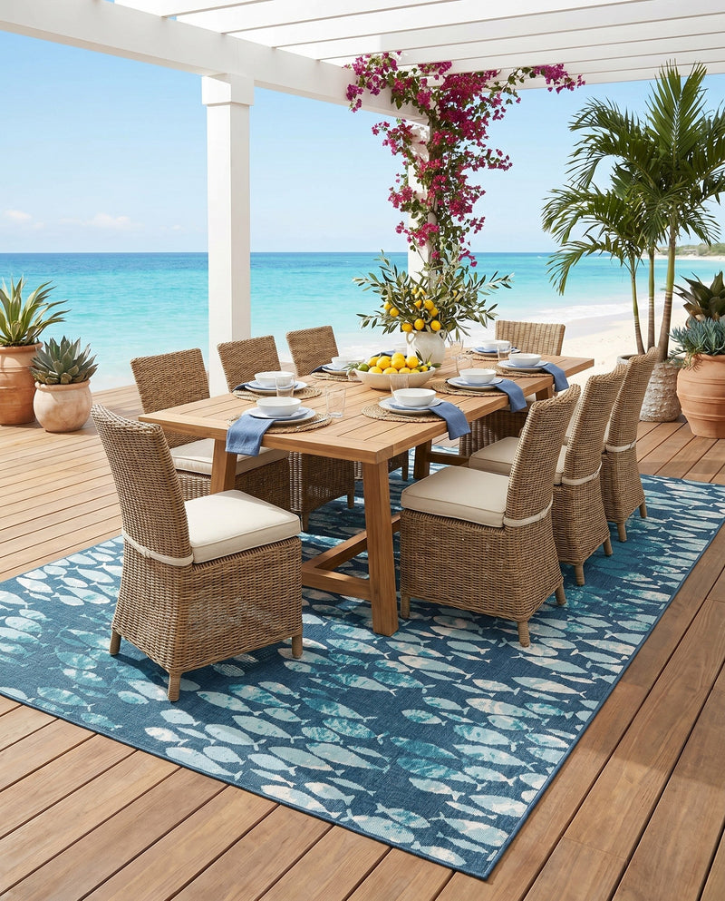 Seaside Haven Rugs Collection Area Rug -  Wavecrest Rectangle Blue  lifestyle 19