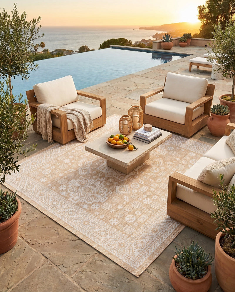 Tribal Terrace Treasures Collection Area Rug -  Incan Isle (Natural) Square Natural  lifestyle 83