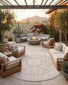 Tribal Terrace Treasures Collection Area Rug -  Incan Isle (Light Gray) Round Light Gray  lifestyle 50