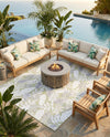 Seaside Blooms Collection Area Rug -  Serene Rectangle Green  lifestyle 33