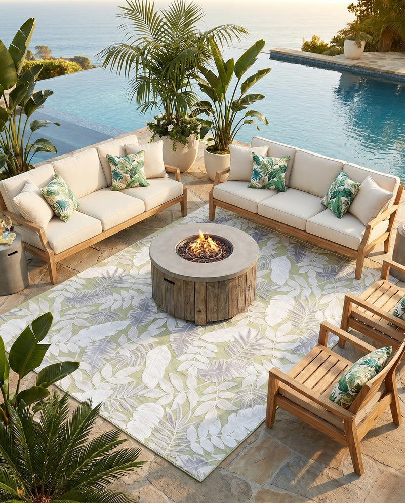 Seaside Blooms Collection Area Rug -  Serene Rectangle Green  lifestyle 33