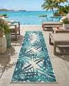 Seaside Blooms Collection Area Rug -  Provence Runner Teal blue  lifestyle 52