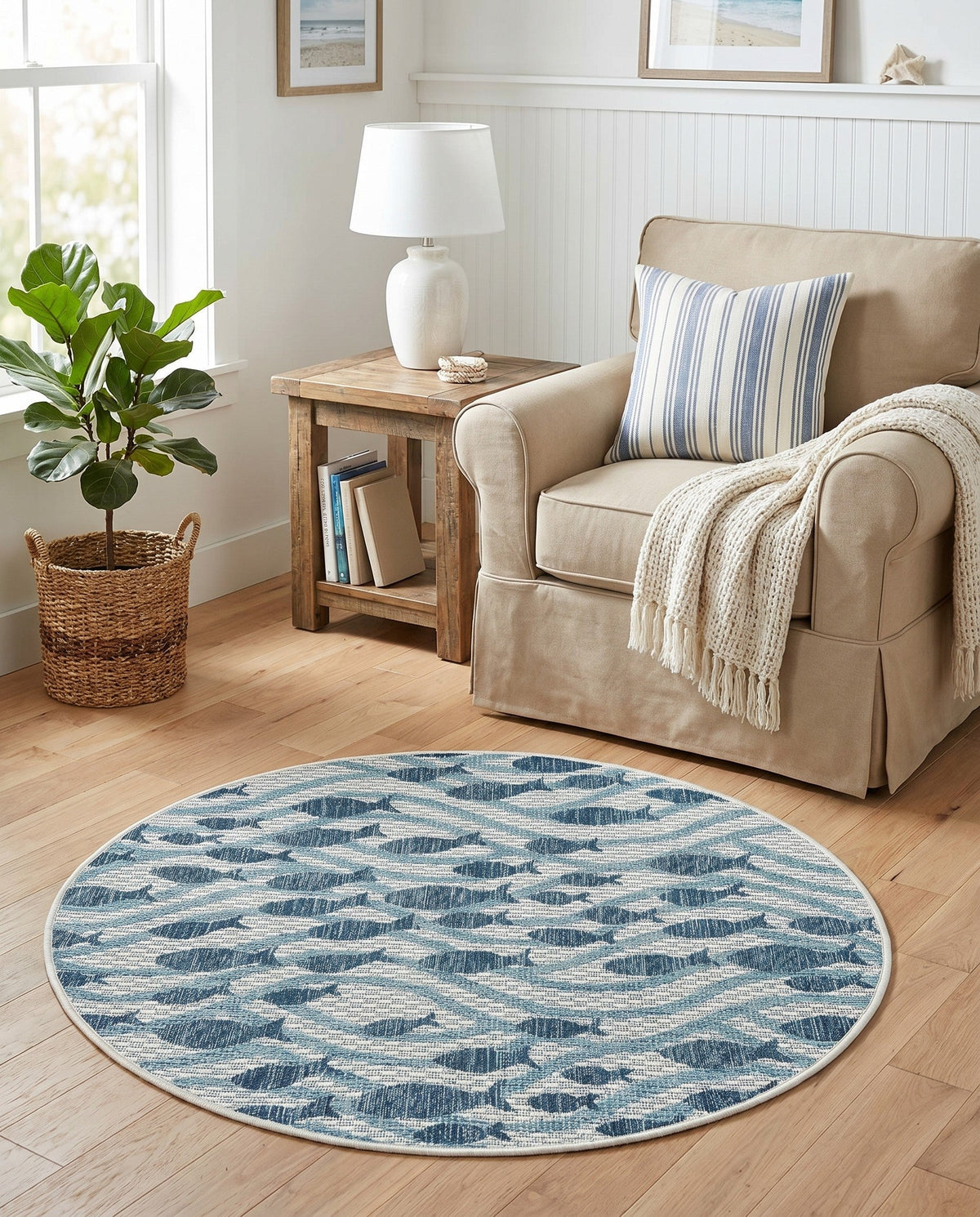 Seaside Haven Rugs Collection Area Rug -  Harbor Round Blue  lifestyle 84