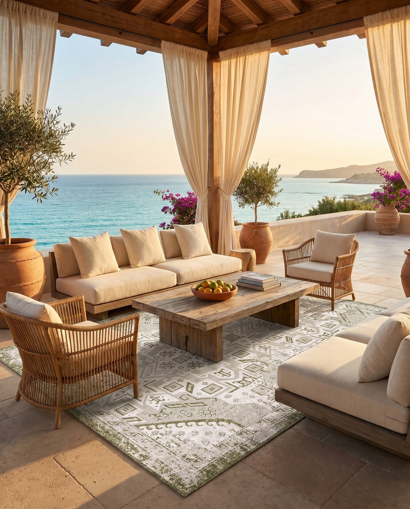 Tribal Terrace Treasures Collection Area Rug - Mayan Marina (Green) Rectangle Green  lifestyle 7
