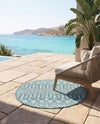 Savannah Pergola Collection Area Rug -  Pergola (Teal) Round Teal  lifestyle 51