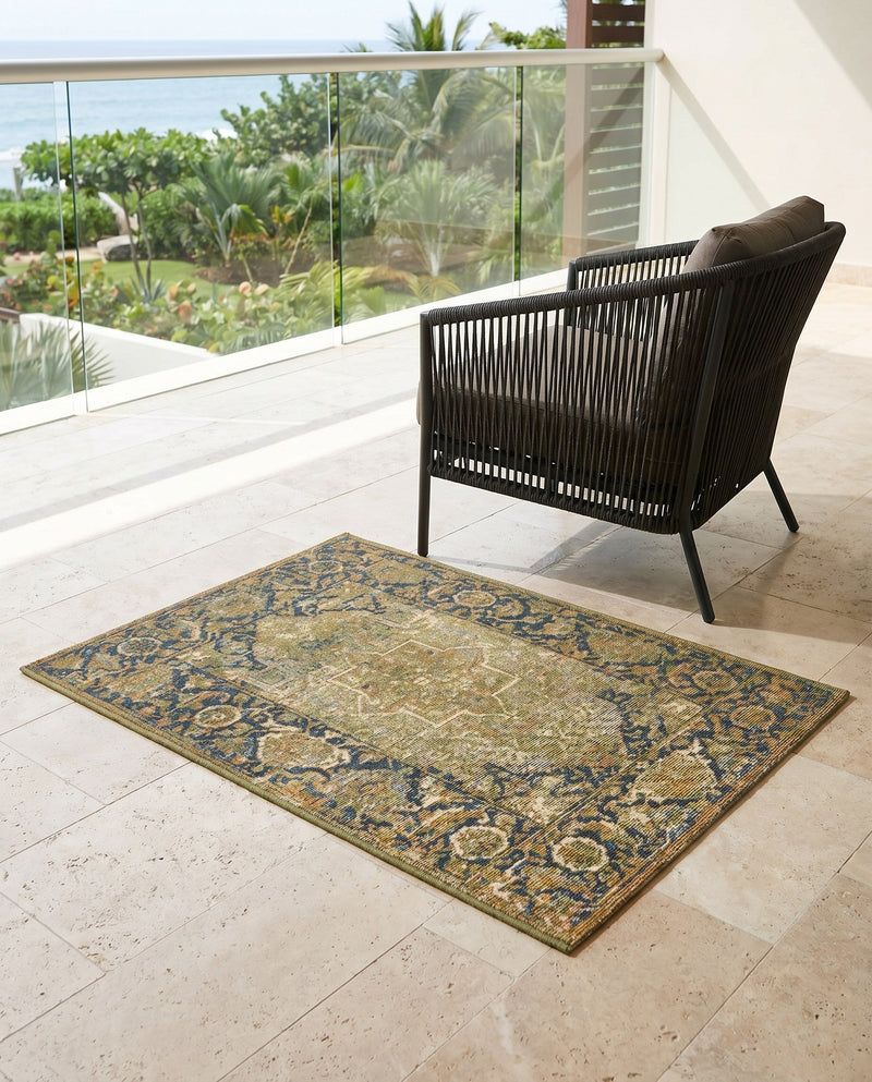 Patio Heritage Collection Area Rug -  Haven Rectangle Green  lifestyle 44