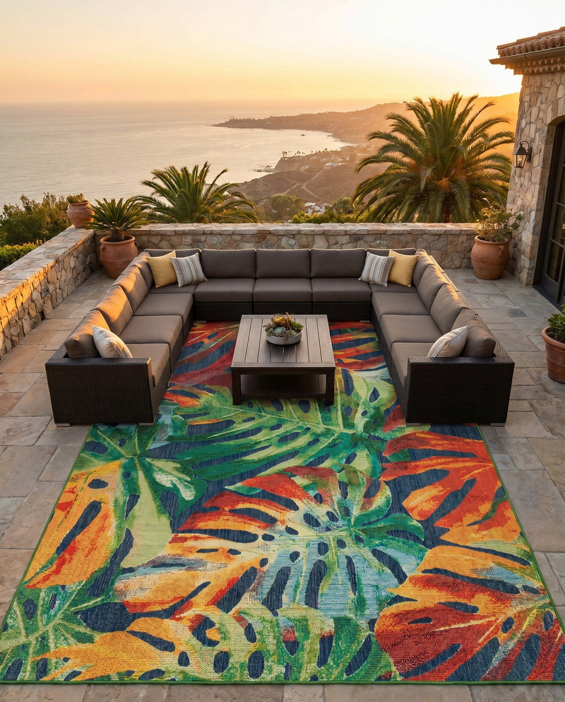 Coastal Terrace Collection Area Rug -  Pier Rectangle Multi  lifestyle 29
