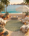 Savannah Pergola Collection Area Rug -  Pergola (Green) Round Green  lifestyle 80