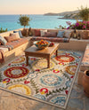 Outdoor Marrakesh Collection Area Rug -  Asilah Rectangle Ivory Beige  lifestyle 27